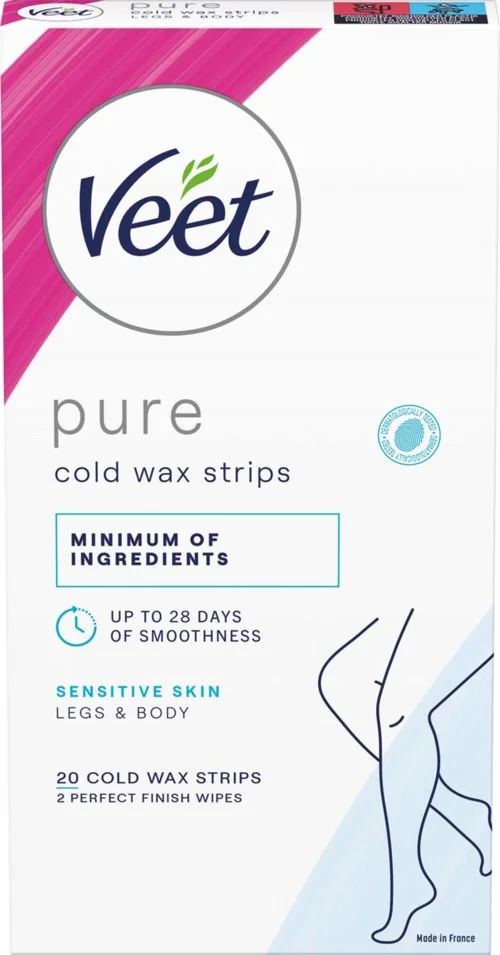 Veet Pure Wax Strips Sensitive Skin Legs & Body 20 stk v:7486617 Veet Pure Wax Strips Sensitive Skin Legs & Body 20 stk v:7486617
