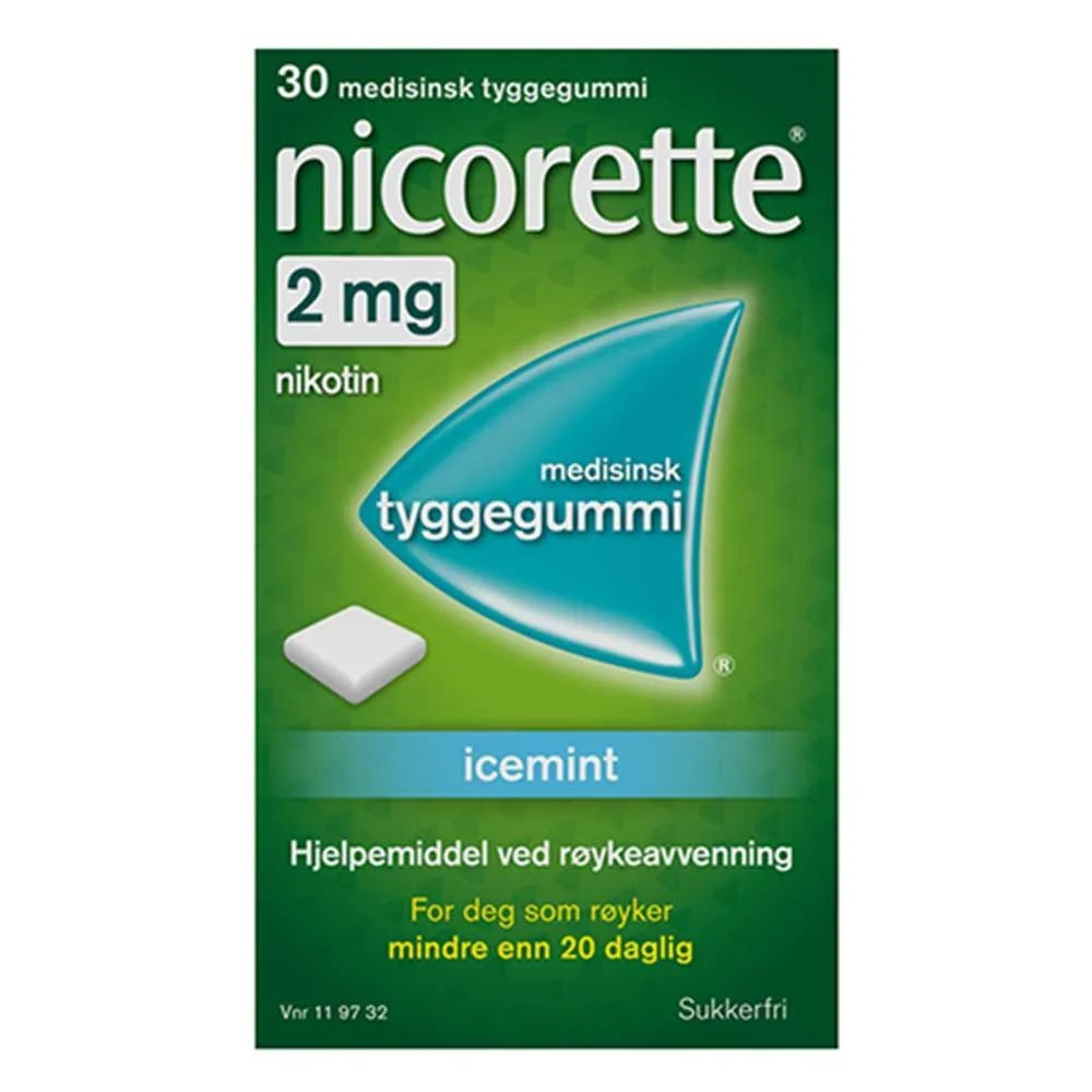 Nicorette tyggegummi 2mg icemint – 30 stk v:2591397 Nicorette tyggegummi 2mg icemint – 30 stk v:2591397