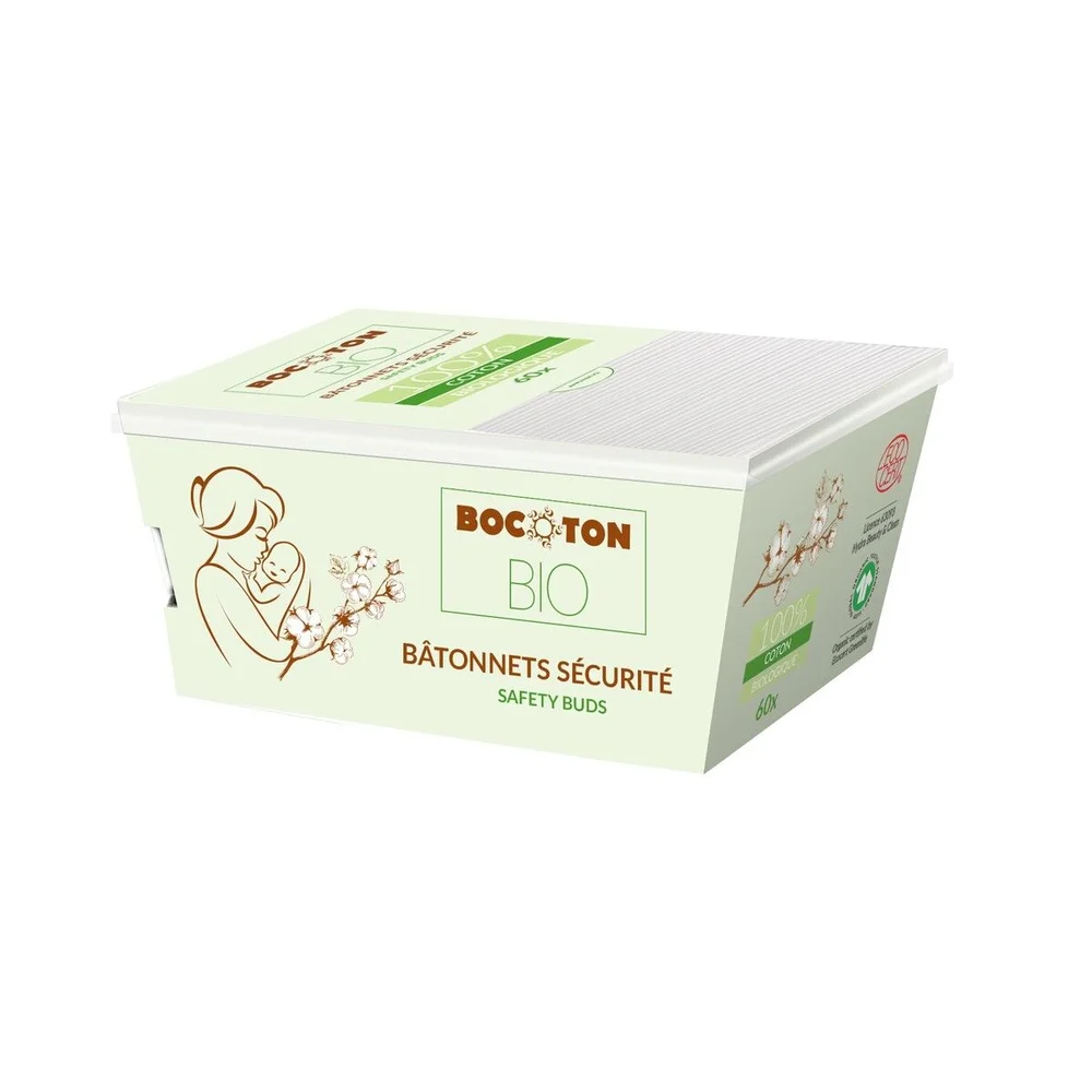 Bocoton Bio sikkerhetsbomullspinne med papirpinne – 60 stk. v:9119823