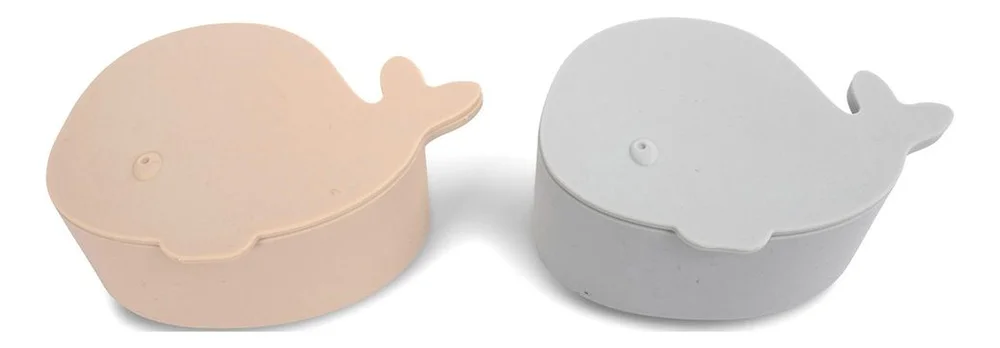Filibabba Sett med 2 små snacksbokser - Hvalen Christian - Pearl Blue - 2 stk. v:4072752