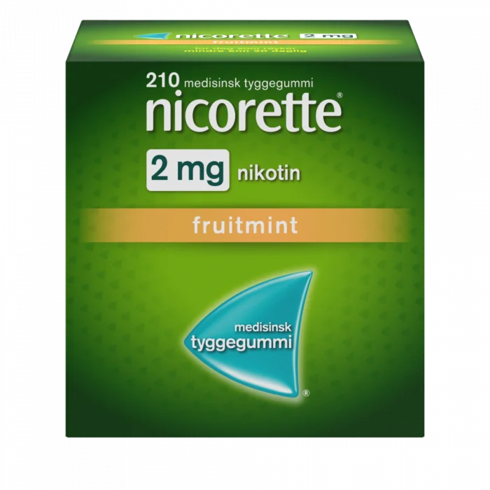 Nicorette 2 mg tyggegummi fruitmint 210 stk v:6077893 Nicorette 2 mg tyggegummi fruitmint 210 stk v:6077893