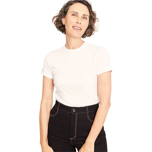 Women’s Ribbed Crew Neck T-Shirt Hvit | Str. XL v:5231986 Women’s Ribbed Crew Neck T-Shirt Hvit | Str. XL v:5231986