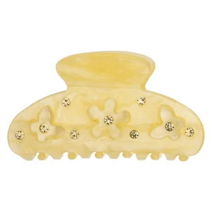 DARK Flower & Butterfly Hair Claw Small Pale Yellow v:2814098