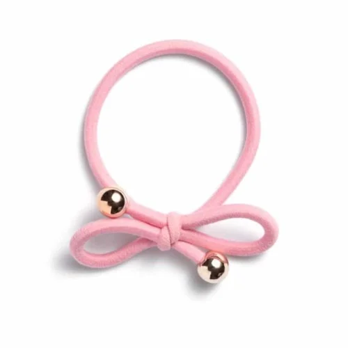 Ia Bon Hair Tie With Gold Bead Light Pink v:2801088