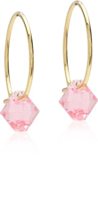 Blomdahl Golden Titanium Ear Ring 14 mm, Bicone 6 mm Light Rose v:7932886