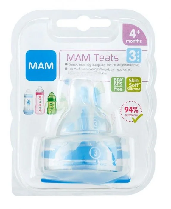 Mam Teat 3 flaskesmokk fra 4 måneder 2stk v:6711321