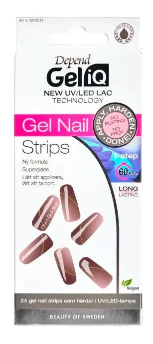 Depend Gel iQ Nail Strips Plum Goldline – 24 stk. v:8600013 Depend Gel iQ Nail Strips Plum Goldline – 24 stk. v:8600013