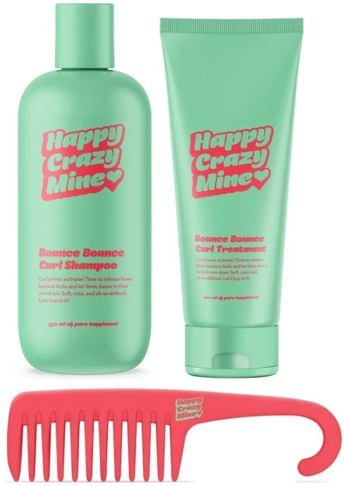 Happy Crazy Mine Bounce Bounce Curl Shampoo 350 ml + Treatment 200 ml + Curly Comb v:1978088