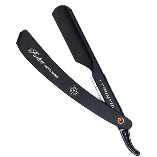 Parker Shaving PTBMETAL-Black Steel Push Type Barber/Straight Razor v:1042200 Parker Shaving PTBMETAL-Black Steel Push Type Barber/Straight Razor v:1042200