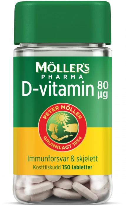 Möller's Pharma D-vitamin 80 µg 150 stk v:6109644 Möller's Pharma D-vitamin 80 µg 150 stk v:6109644