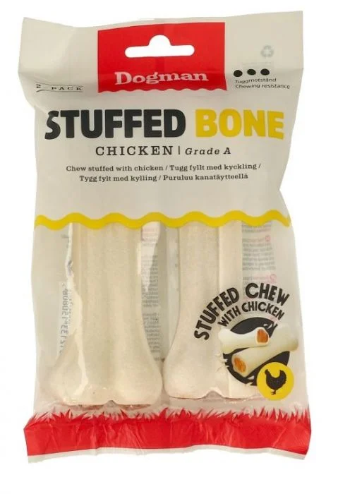 Dogman Chicken stuffed bone 2p Hvit S 12,5cm v:2061139