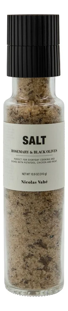Nicolas Vahé Salt – Rosemary & Black Olives – 310 g. v:7035097 Nicolas Vahé Salt – Rosemary & Black Olives – 310 g. v:7035097