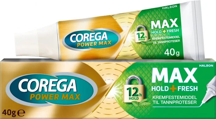 Corega Power Max Hold + Fresh kremfestemiddel til tannproteser 40 g v:3227338