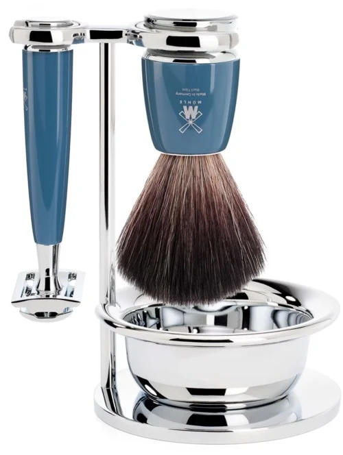 Mühle Rytmo Safety Razor Shaving Set Black Fiber Resin Petro Blue v:1596486