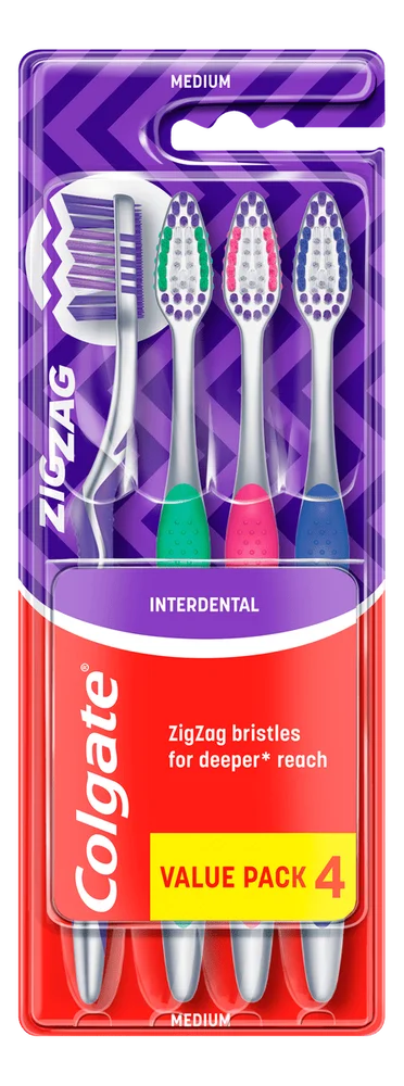 Colgate Zig-Zag Antibac Medium Tannbørste – 4 stk. v:8736149 Colgate Zig-Zag Antibac Medium Tannbørste – 4 stk. v:8736149