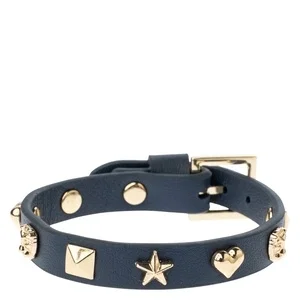 DARK Leather Sign Stud Bracelet Navy Blue v:5400305 DARK Leather Sign Stud Bracelet Navy Blue v:5400305