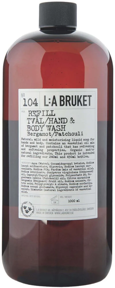 L:a Bruket Hand & Body Wash 104 Refill Bergamot/Patchouli 1000 ml v:5660226 L:a Bruket Hand & Body Wash 104 Refill Bergamot/Patchouli 1000 ml v:5660226