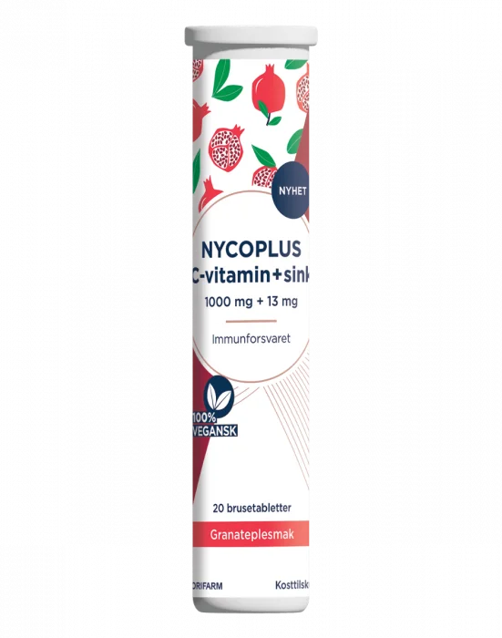 Nycoplus C-vitamin/sink brusetab 1000/13mg granateple v:2295076