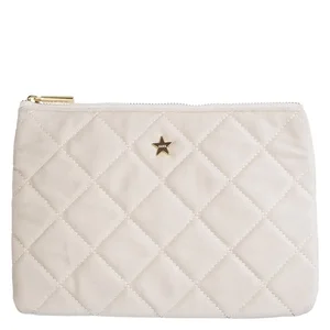 DARK Velvet Quilted Small Pouch Sand v:1537157