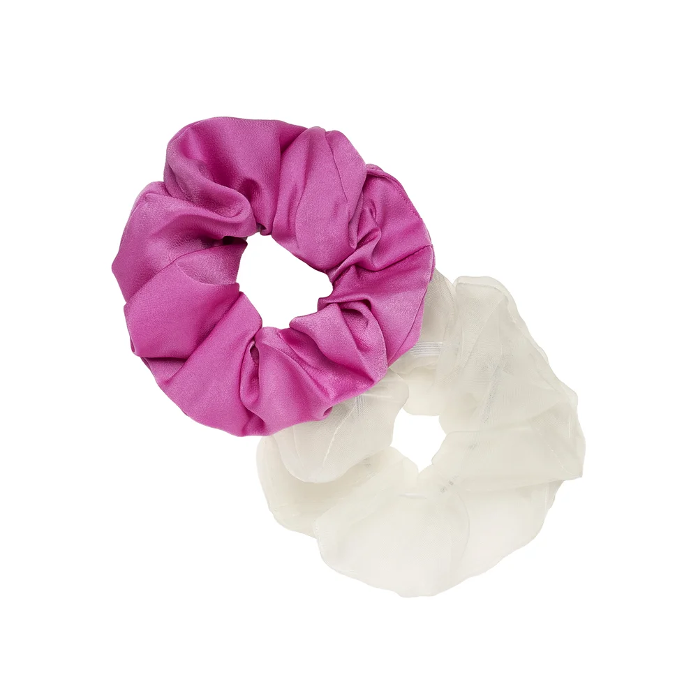 Large Hair Scrunchies 2-set Pink/White Beauty v:4757485