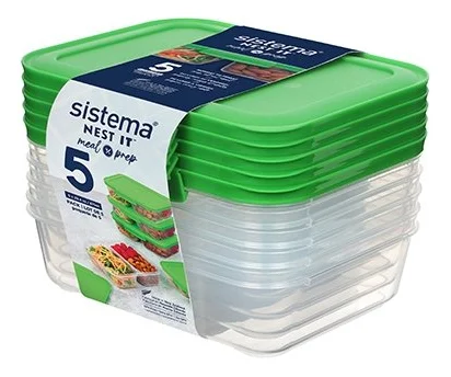 Sistema Nest It Meal Prep Grønn 870 ml – 5 pk v:6064130 Sistema Nest It Meal Prep Grønn 870 ml – 5 pk v:6064130
