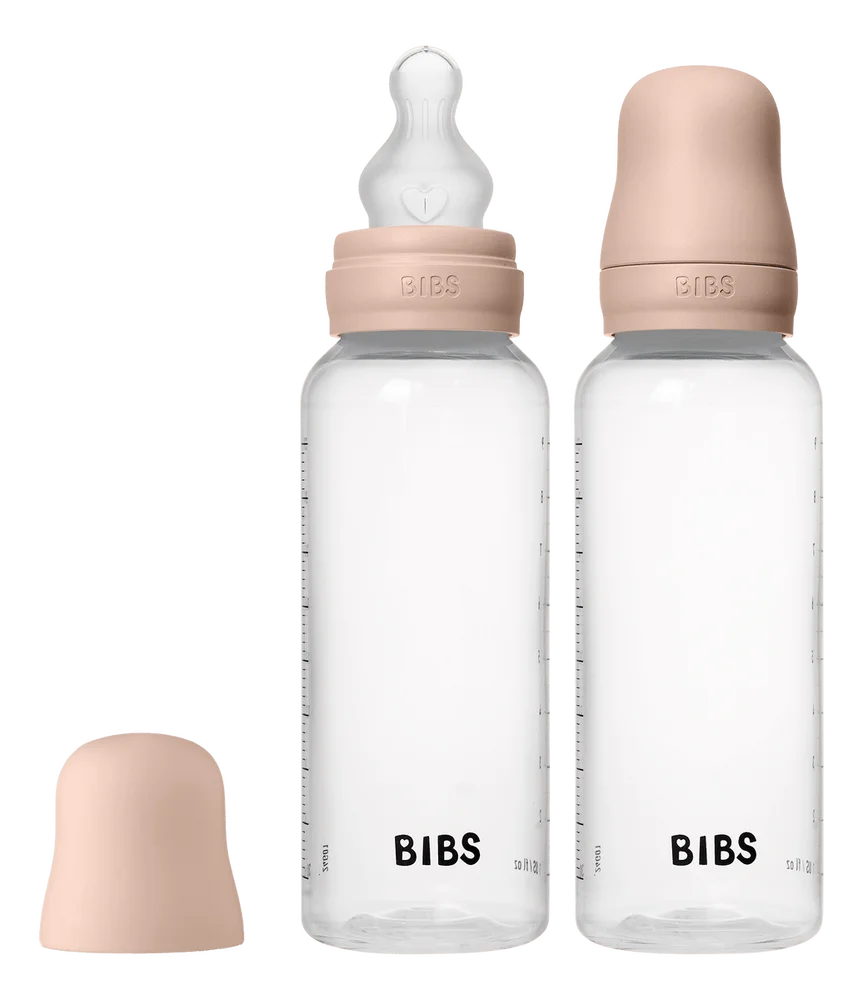 BIBS Baby Bottle Round Silicone 270 ml Medium Flow Blush – 2 stk. v:3578615