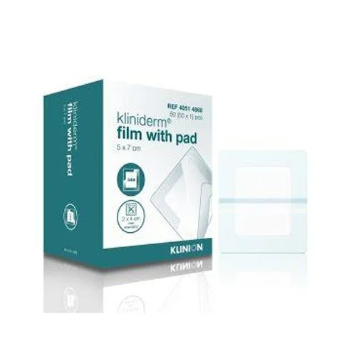 Kliniderm Film Steril med sårpute 5×7,2cm – 50 stk v:1484293 Kliniderm Film Steril med sårpute 5×7,2cm – 50 stk v:1484293