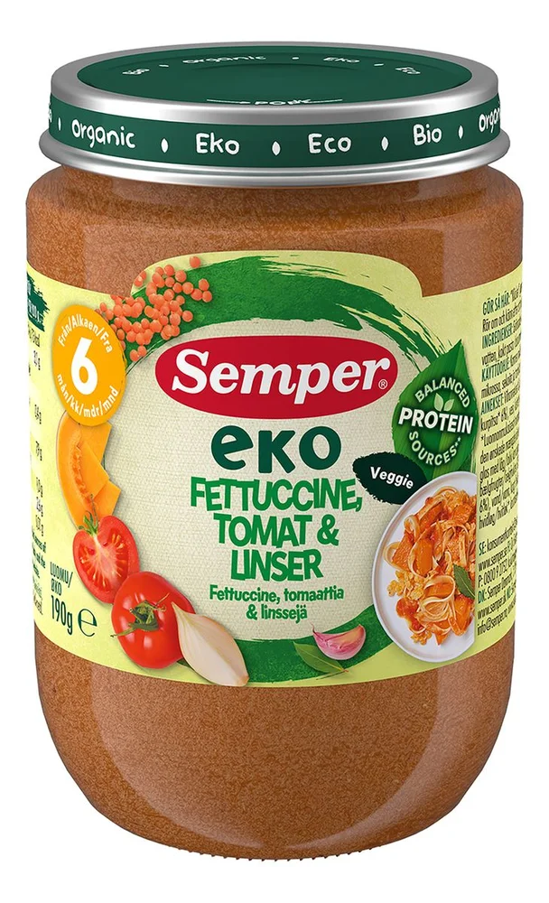 Semper Eko Babymat med fettucine, tomat, linser Ø – 6 mnd. v:8815855