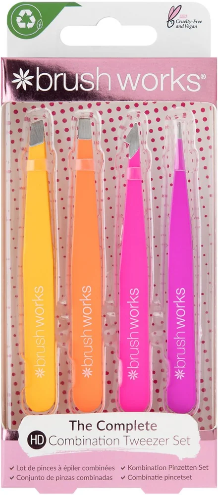 Brushworks HD 4 Piece Combination Tweezer Set – Brights v:7894761