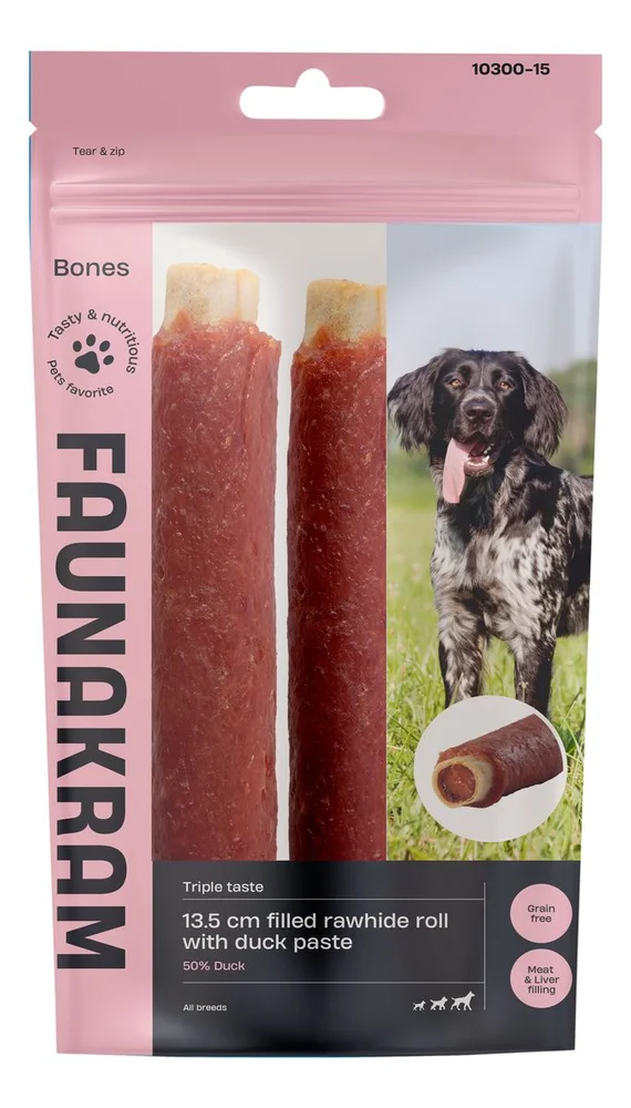 Faunakram 21 cm Filled Rawhide Roll with Chicken Paste - 170 g. v:1984296
