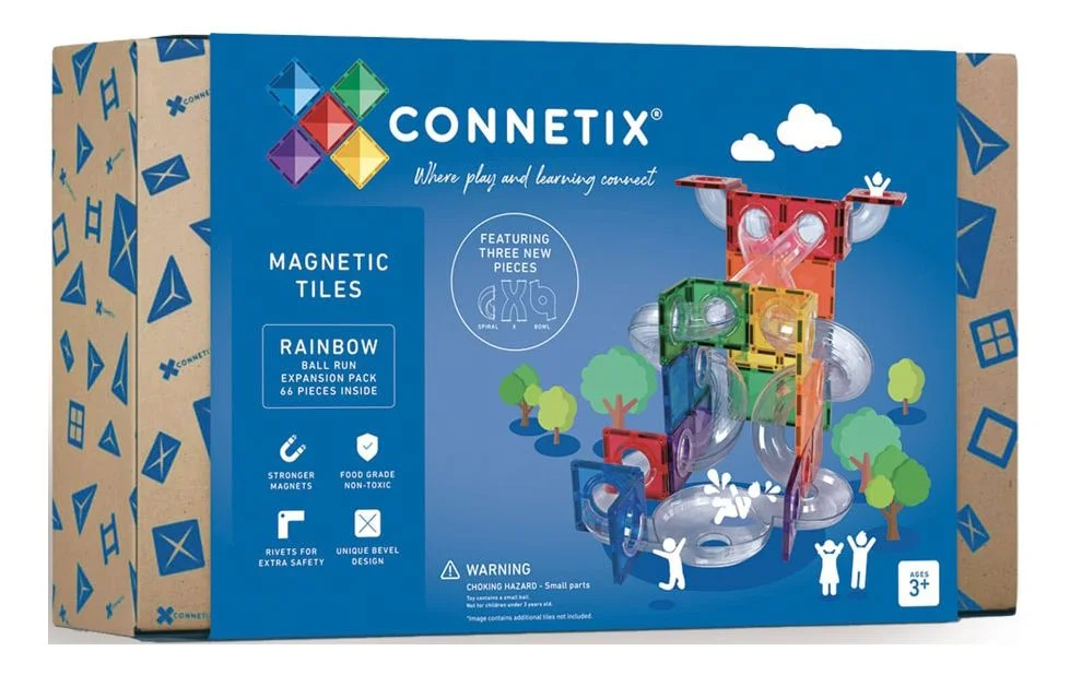 Connetix Ball Run Expansion Pack – utvidelsessett 66 deler – rainbow – 1 sett v:9472213