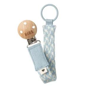 BIBS Pacifier Clip Braided Baby Blue/Ivory v:2572388