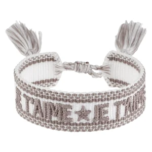 DARK Woven Friendship Bracelet Je T’aime White Taupe v:3413984 DARK Woven Friendship Bracelet Je T’aime White Taupe v:3413984
