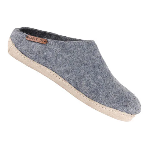 Ulltøffel m. Lærsåle Denim | 37 v:8094493