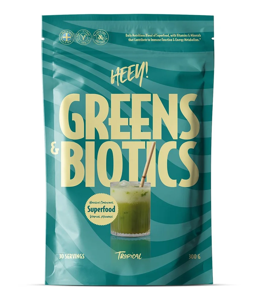 Heey! Greens & Biotics Superfood + Probiotics – Tropical – 300 g. v:7238416 Heey! Greens & Biotics Superfood + Probiotics – Tropical – 300 g. v:7238416