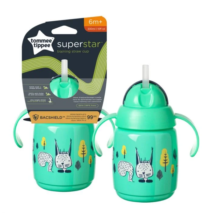 tommee tippee superstar straw cup 6 mnd+ grønn 300 ml v:2636850