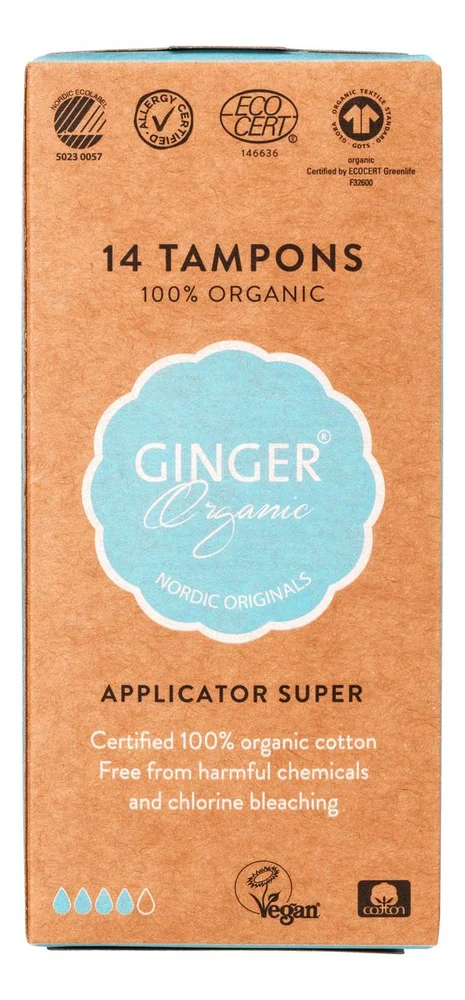 Ginger Organic Tampon med innføring – Super Ø – 12 stk v:1173374 Ginger Organic Tampon med innføring – Super Ø – 12 stk v:1173374