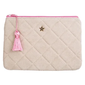 DARK Terry Quilted Small Pouch Sand & Bubblegum Pink v:4955295